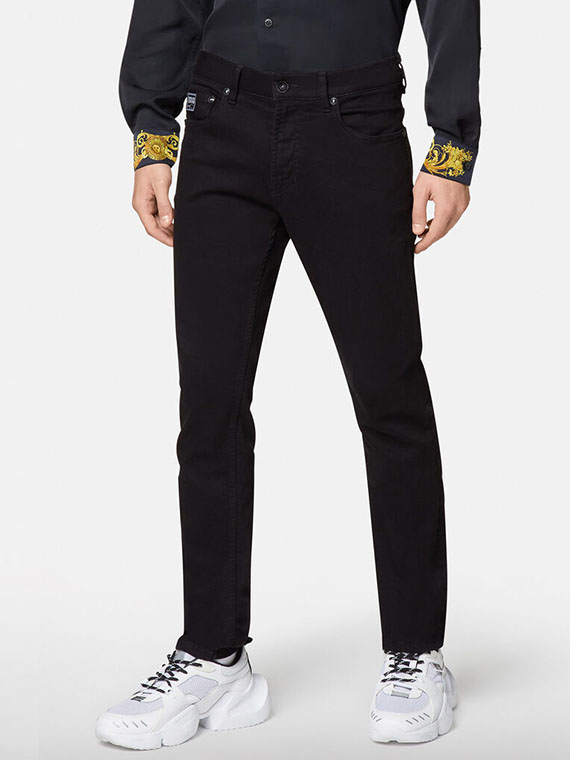 VERSACE JEANS COUTURE Logo Embroidered Jeans in Black - EDGE Boutique