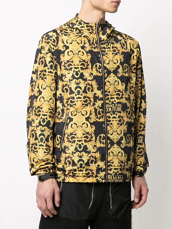 VERSACE JEANS COUTURE Barocco-print Zip-up Hooded Jacket - EDGE Boutique