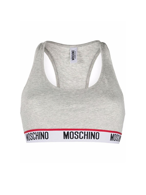 MOSCHINO Logo-tape Sports Bra in Grey – EDGE Boutique