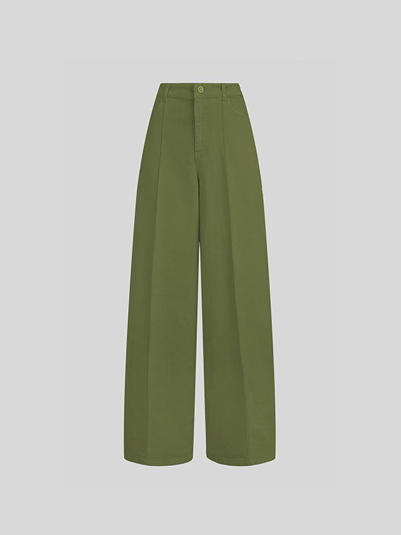 CARACTERE Palazzo Pants in Khaki EDGE Boutique